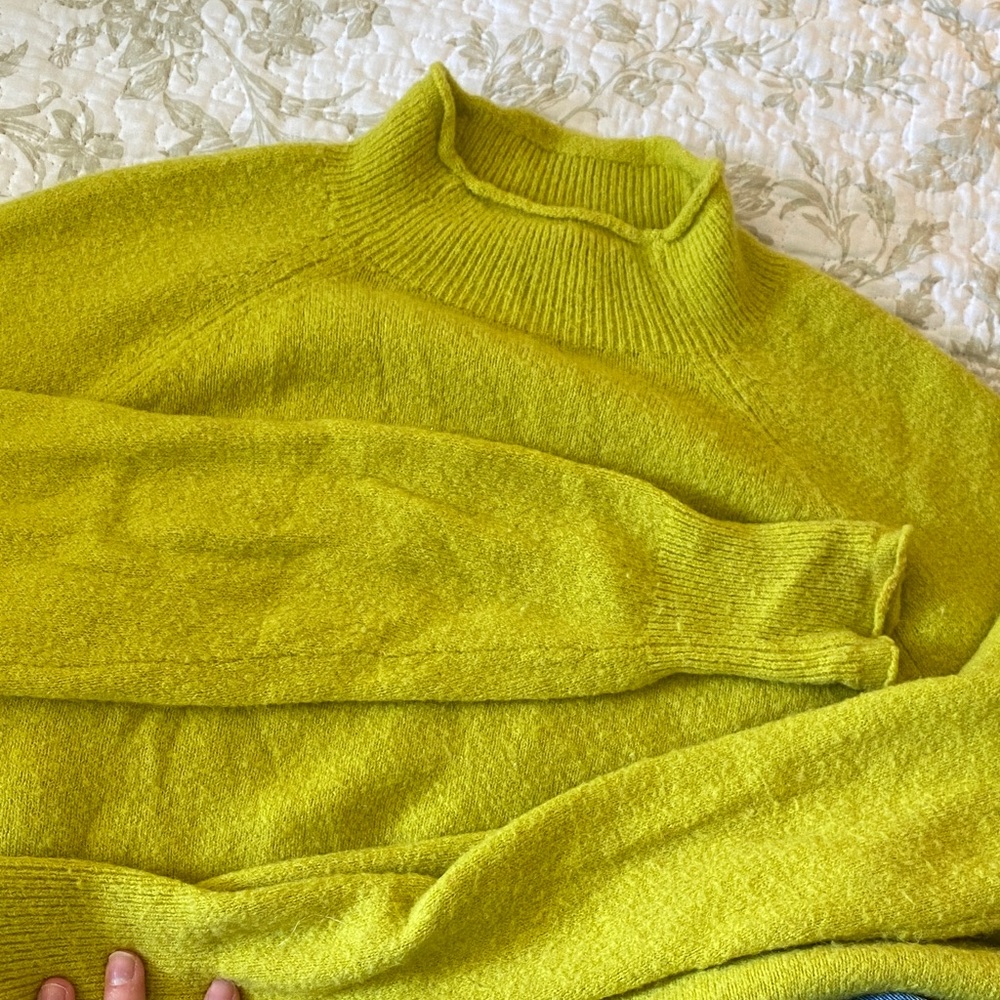 J. Crew Vibrant chartreuse roll Neck Sweater
